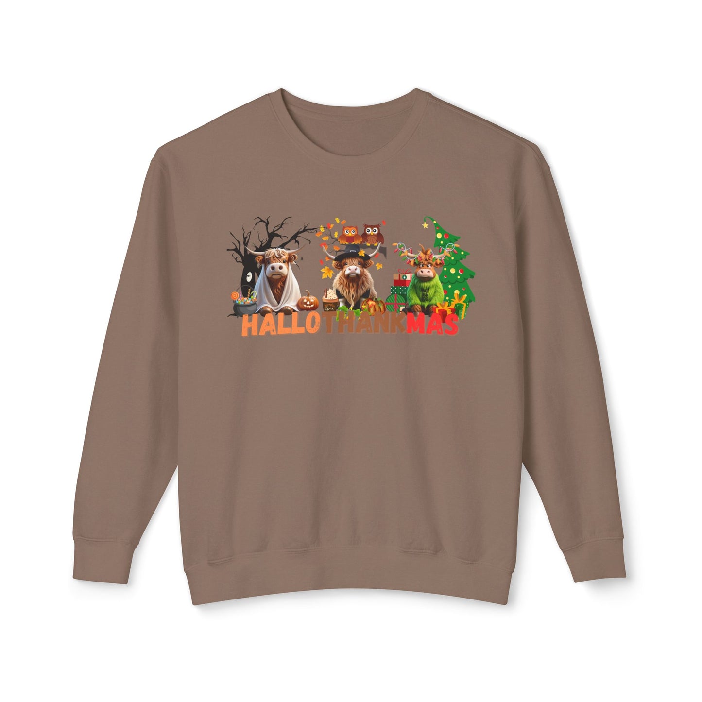 HalloThankMas Holiday Unisex Lightweight Crewneck Sweatshirt