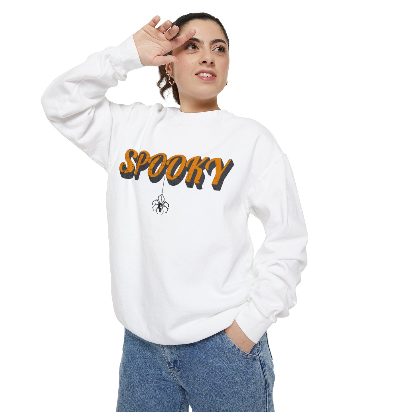 Spooky Sweatshirt, Halloween Sweatshirt, Unisex Garment-Dyed Sweatshirt