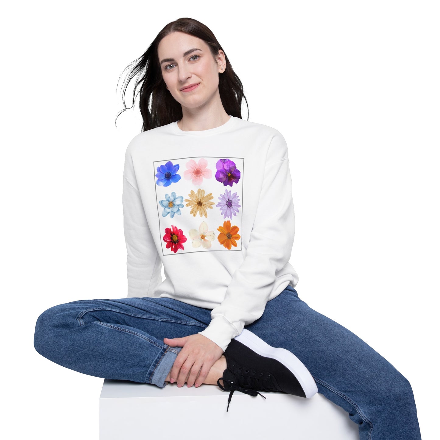 Flower Unisex Drop Shoulder Sweatshirt