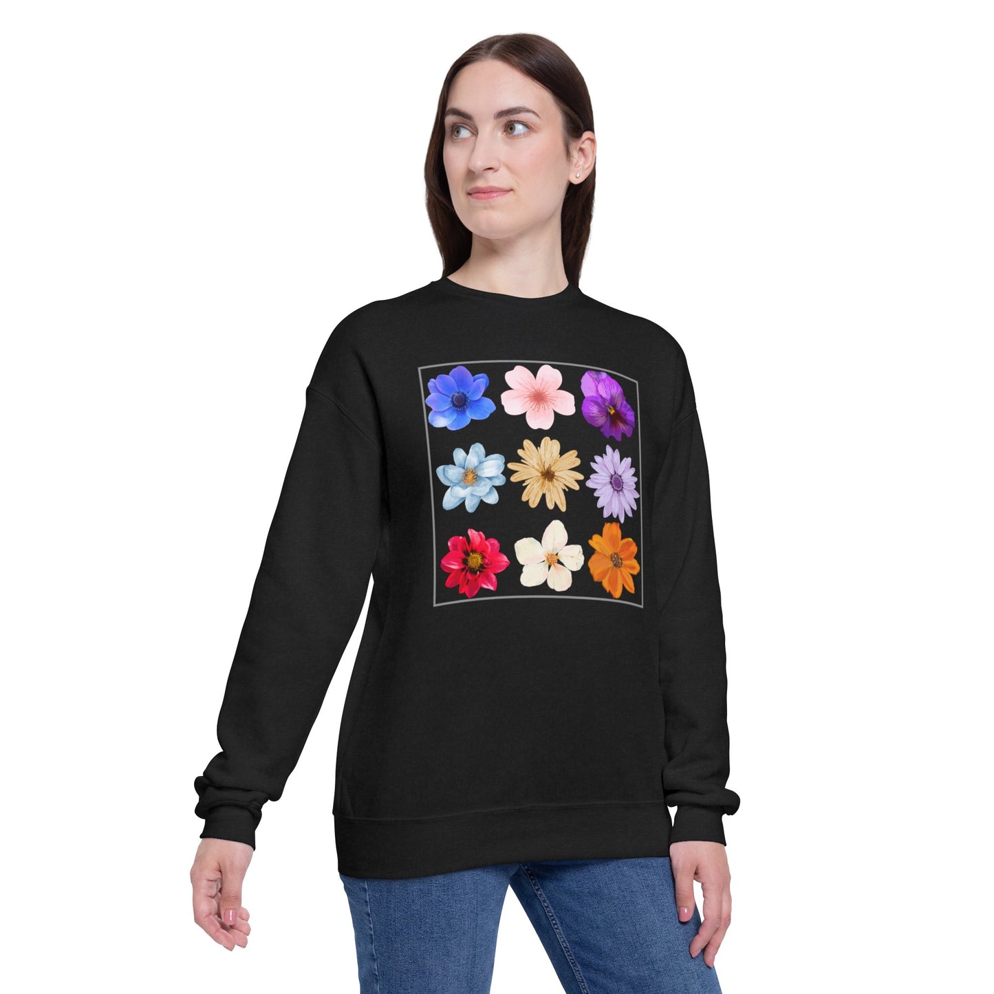 Flower Unisex Drop Shoulder Sweatshirt