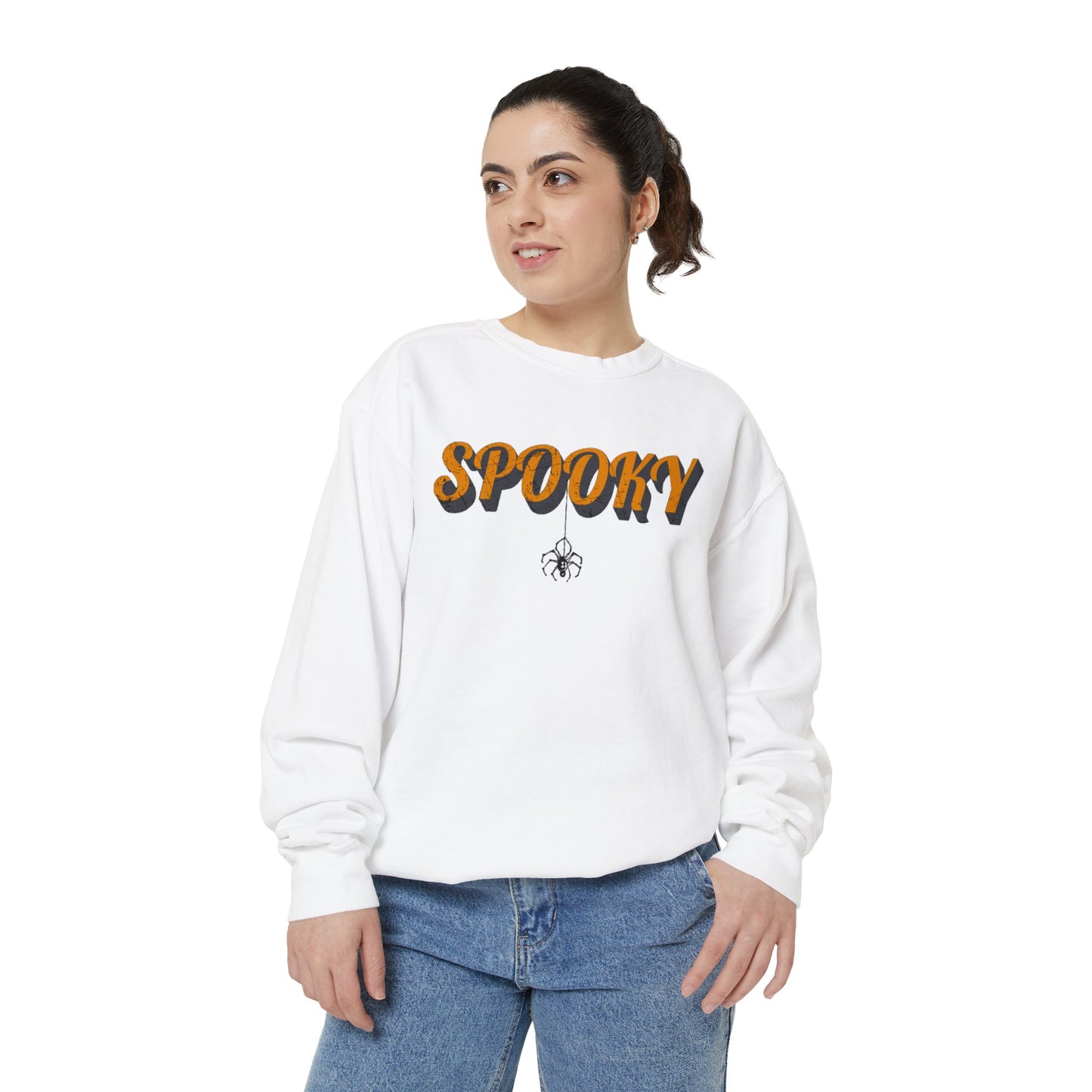 Spooky Sweatshirt, Halloween Sweatshirt, Unisex Garment-Dyed Sweatshirt