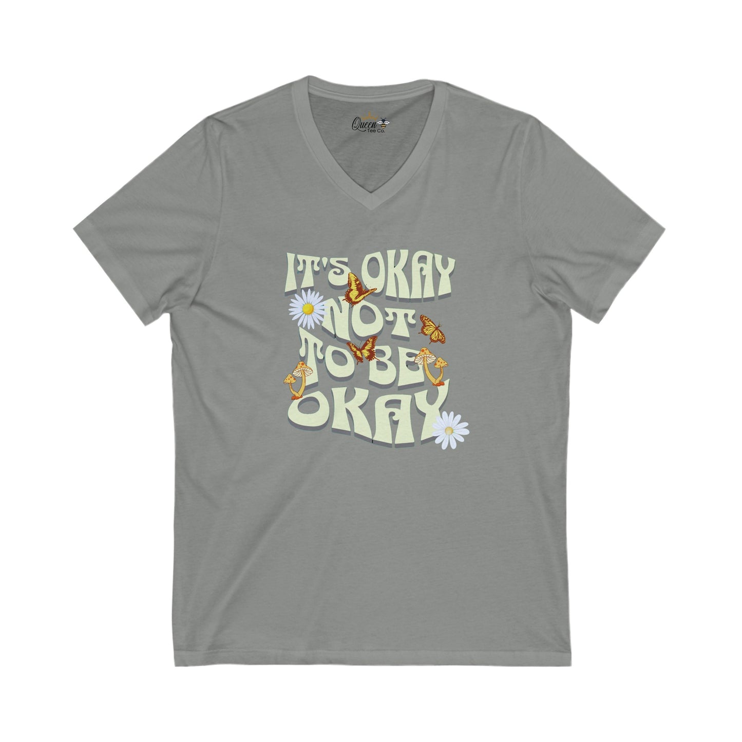 It's OK not to be OK Unisex Jersey Short Sleeve V-Neck Tee