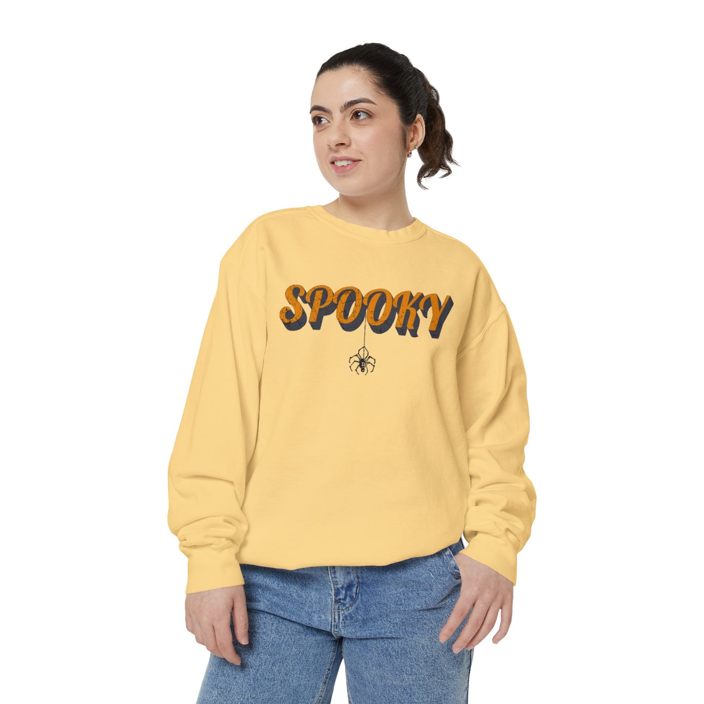 Spooky Sweatshirt, Halloween Sweatshirt, Unisex Garment-Dyed Sweatshirt