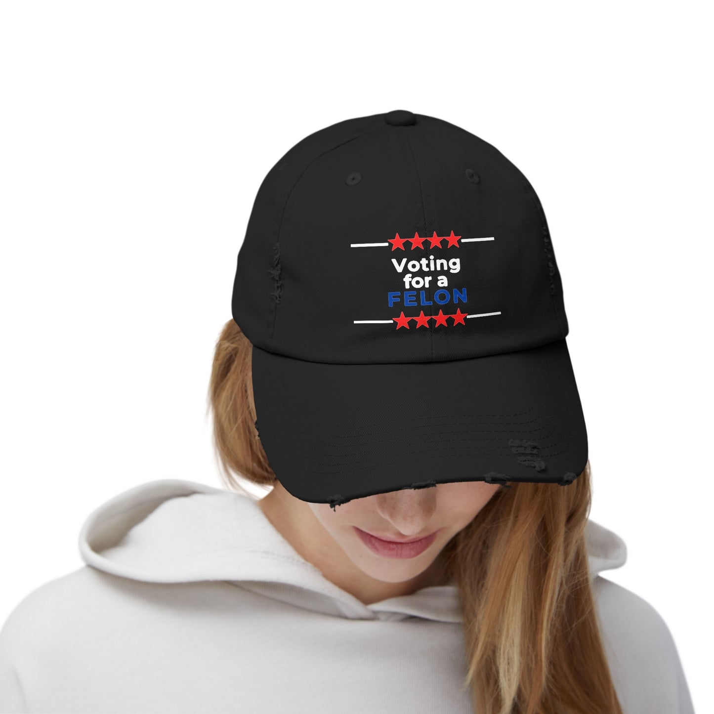 Voting for a Felon Unisex Distressed Cap