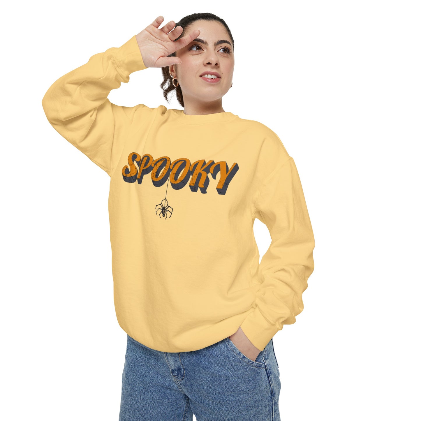 Spooky Sweatshirt, Halloween Sweatshirt, Unisex Garment-Dyed Sweatshirt