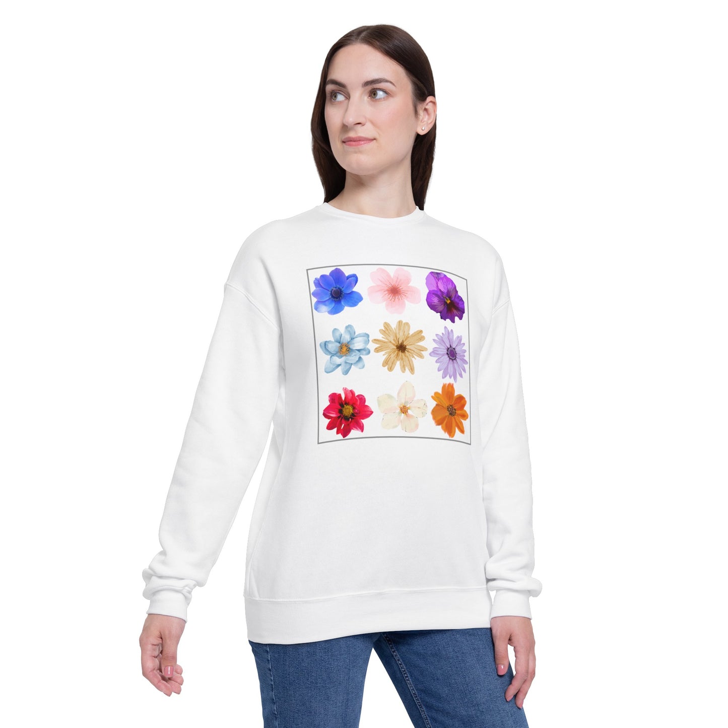 Flower Unisex Drop Shoulder Sweatshirt