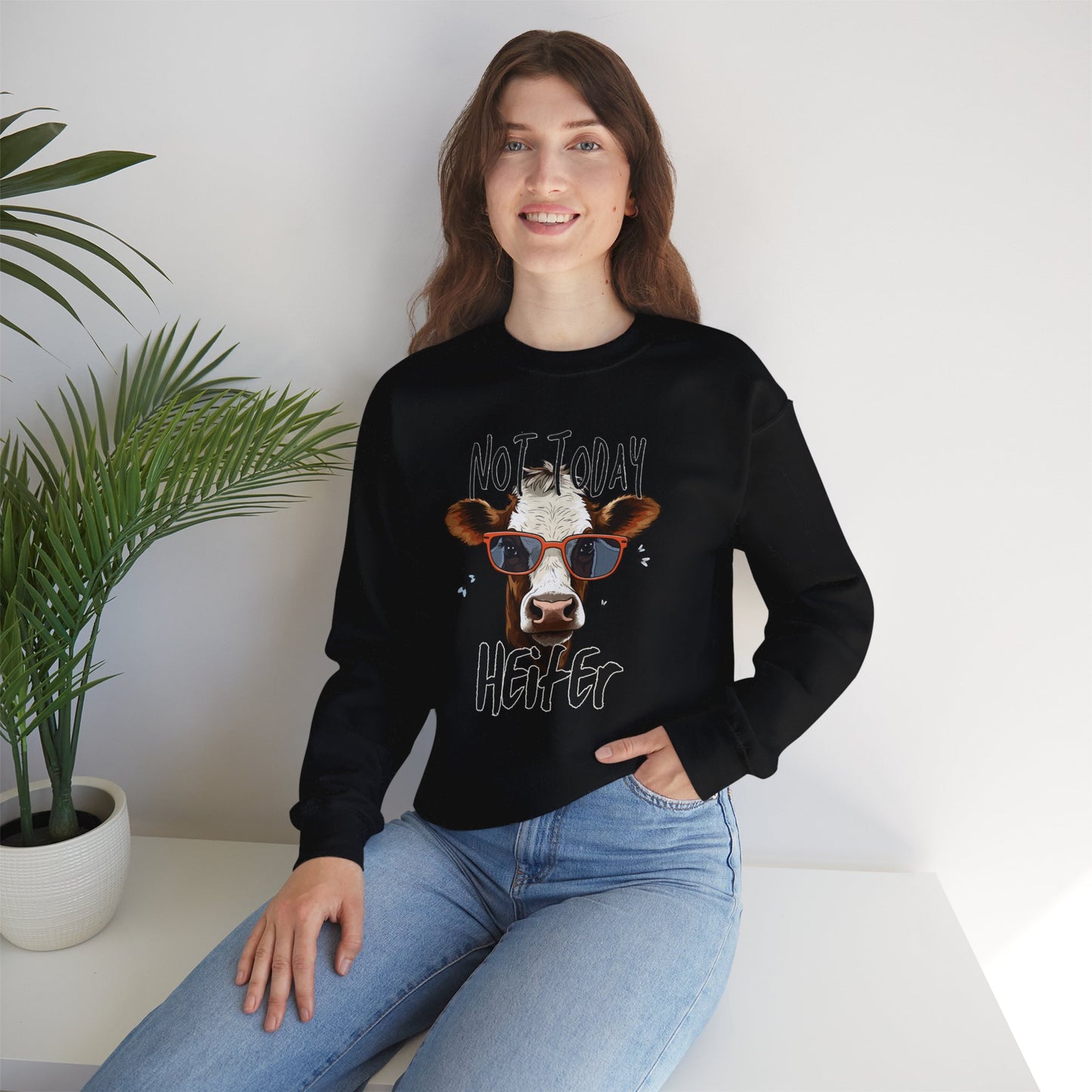 Not Today Heifer Unisex Heavy Blend™ Crewneck Sweatshirt or T-Shirt