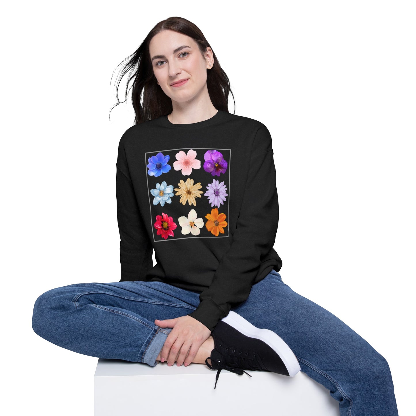 Flower Unisex Drop Shoulder Sweatshirt